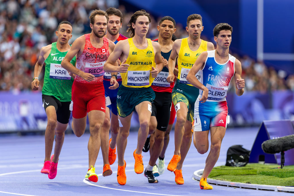 PARIS, FRANCE - SEPTEMBER 7: Angus Hincksman of Australia competing in the Men's 1500m - T38 Final during Day 10 of Para Athletics - Paris 2024 Summer Paralympic Games at Stade de France on September 7, 2024 in Paris, France. (Photo by Joris Verwijst/BSR Agency/Getty Images)